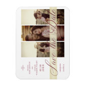 Reserva La Fecha Simple Elegant Script 3 Photos Co Magneet (Verticaal)