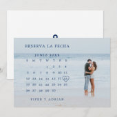 Reserva La Fecha Simple Navy Blue Calendar Foto Save The Date (Voorkant / Achterkant)
