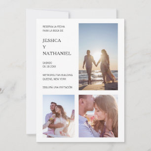 Reserva La Fecha White Photo Collage Spaans Save The Date