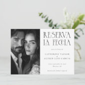 Reserva La Fecha Zwart Wit Spaans Foto Bruiloft Save The Date (Staand voorkant)