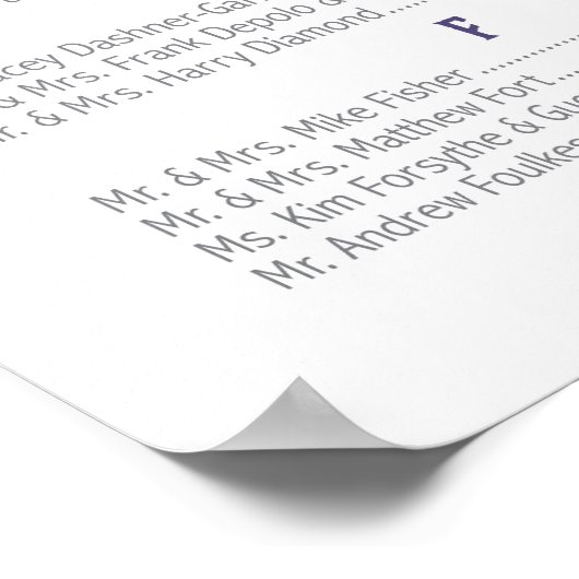 **RÉSERVÉ pour Ashley+Jacob** Tableau de sièges 36 (Coin)