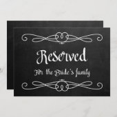 "Reserved for Bride's Family" bruiloft Sign Kaart (Voorkant / Achterkant)