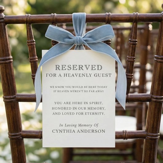 Reserved Heavenly Guest Wedding Ceremony Seat Sign