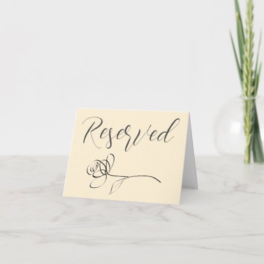 reserved note card tent sign minimalist rose (Devant)