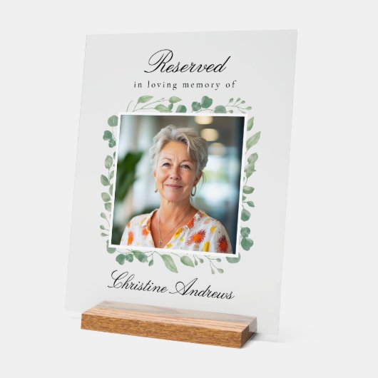 Reserved Seat - Eucalyptus Memorial Wedding Acryl Bord (Hoek)