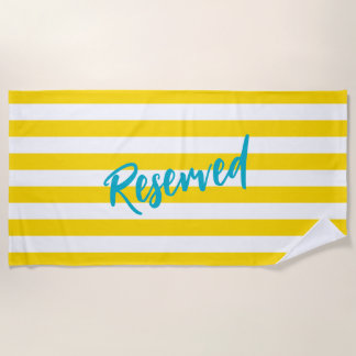 Reserved Yellow White Cabana Stripe Pool Party Strandlaken