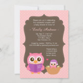 Réserver à thème, Chouette rose Bébé Invitations d (Devant)