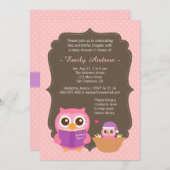 Réserver à thème, Chouette rose Bébé Invitations d (Devant / Derrière)