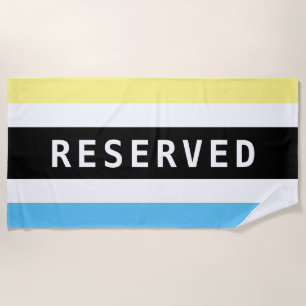 RESERVES, Witte tekst, Blauw Geel Wu/Blk Stripes Strandlaken