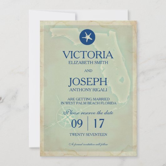 Réservez la date - Carte ancienne de Floride (Devant)