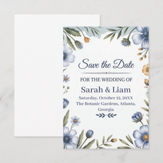 "Réservez la Date" Élégante Invitation de Mariage (Devant / Derrière)