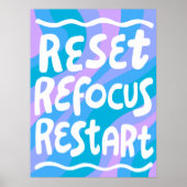 RESET REFOCUS HERSTART Kleurrijke Fun Bubble Lette Poster (Voorkant)