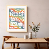 RESET REFOCUS HERSTART Kleurrijke Fun Bubble Lette Poster