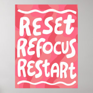 RESET REFOCUS HERSTART Kleurrijke Fun Bubble Lette Poster