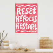 RESET REFOCUS HERSTART Kleurrijke Fun Bubble Lette Poster (Keuken)