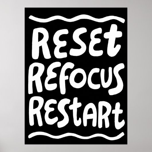 RESET REFOCUS HERSTART Vette Leuke Bubble Letters Poster (Voorkant)