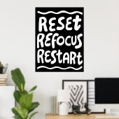 RESET REFOCUS HERSTART Vette Leuke Bubble Letters Poster (Thuiskantoor)