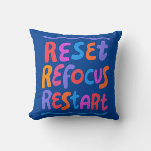 RESET REFOCUS HERSTART Vrolijke Leuke Bubble Lette Kussen