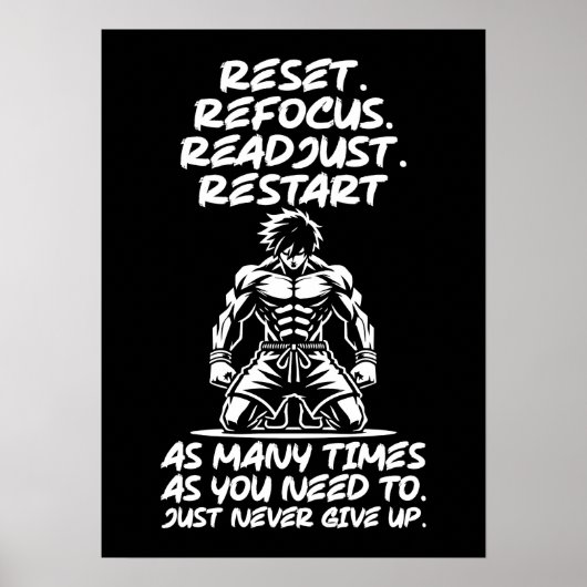 Reset Refocus Readapt - Gym, Hustle, Succes Poster (Voorkant)