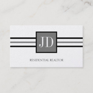Residential Realtor Broker Monogram Platinum Paper Visitekaartje