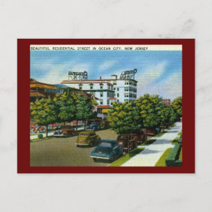 Residential Street, Ocean City, Vintage van New Je Briefkaart