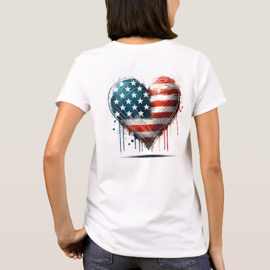Resilient American Heart - Distressed Flag Design T-shirt (Achterkant)