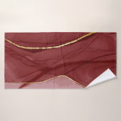 Resin art, dark red marsala abstract background. E (Serviette de bain)