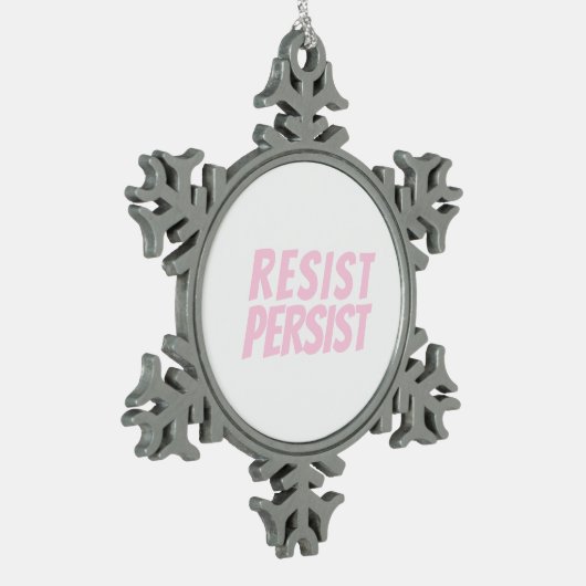 Resist Blijf lichtroze, schattig Tin Sneeuwvlok Ornament (Links)