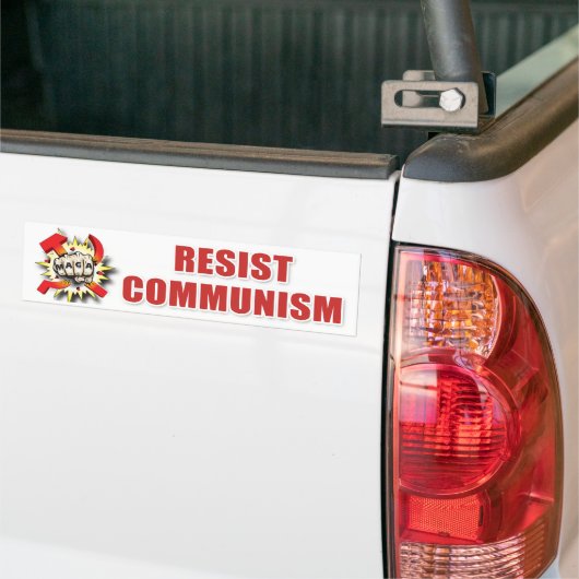 RESIST COMMUNISM Smashed Hammer and Sickle Pro USA Bumpersticker (Op Truck)