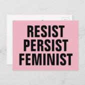 Resist Feminist Resistance Pink Briefkaart (Voorkant / Achterkant)