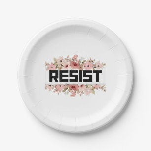 RESIST Floral Anti Trump Politiek Protest Papieren Bordje