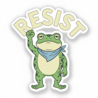 Resist Frog Illustration STICKER, Cute Protest Fro Sticker