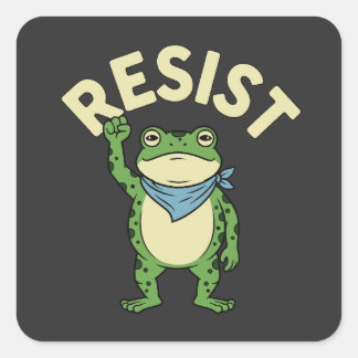 Resist Frog Illustration STICKER, Cute Protest Fro Vierkante Sticker