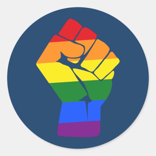 #Resist LGBT Rainbow Fist Protest Ronde Sticker (Voorkant)