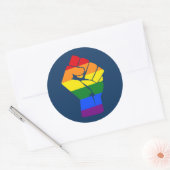 #Resist LGBT Rainbow Fist Protest Ronde Sticker (Envelop)