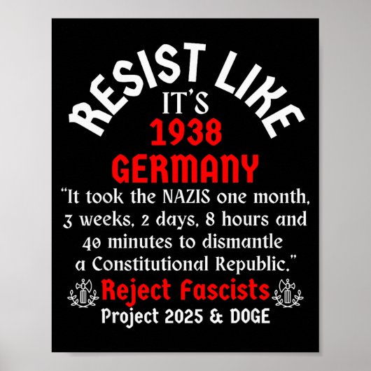Resist Like It's 1938 Germany Poster (Voorkant)