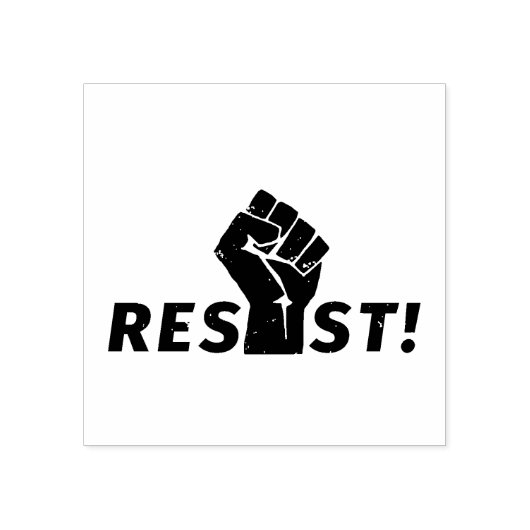 Resist met een vuist 	rubberstempel (Afrduk)