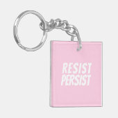 "Resist Persist" lichtroze wit Sleutelhanger (Voorkant Links)