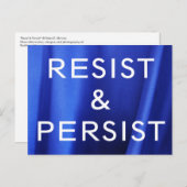 Resist & Persistent, witte tekst op Blue Silk Foto Briefkaart (Voorkant / Achterkant)