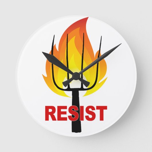 Resist Torch en Pitchfork Ronde Klok (Voorkant)