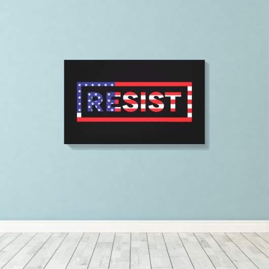 RESIST | Verenigde Staten-vlag Canvas Afdruk (Insitu (Houten vloer))