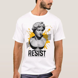 "Resist: vet Grieks standbeeld T-shirt met motivat