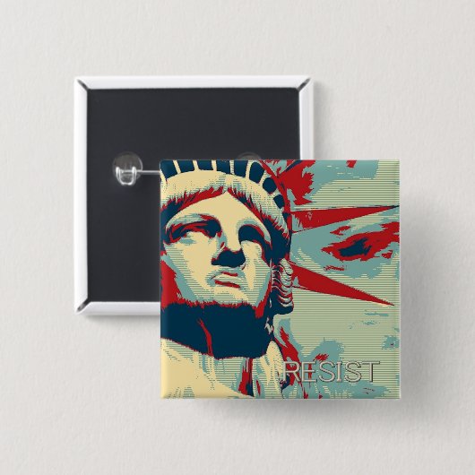 RESIST - Vrijheidsbeeld Vierkante Button 5,1 Cm (Voorkant /achterkant)