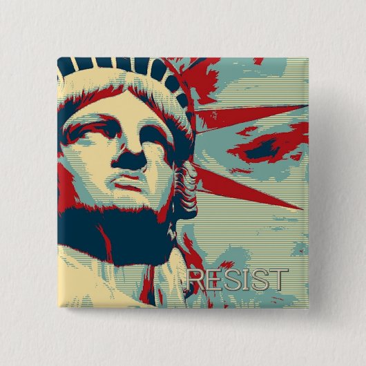 RESIST - Vrijheidsbeeld Vierkante Button 5,1 Cm (Voorkant)