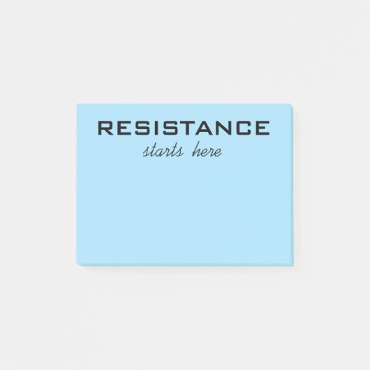 Resistentie begint hier zwarte tekst op lichtblauw post-it® notes (Voorkant)