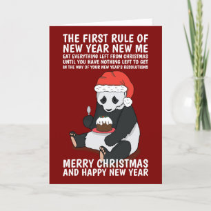 Resolutie van het nieuwe jaar Panda Funny Holiday  Feestdagen Kaart