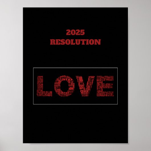 RÉSOLUTION 2025 LOVE Design rouge moderne Poster (Devant)