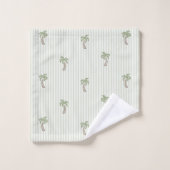 Résort côtier Palmier & Rayures Olive toscane (Gant de toilette)
