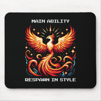 Respawn In Style Phoenix Pixel Revival Gamer Kunst Muismat