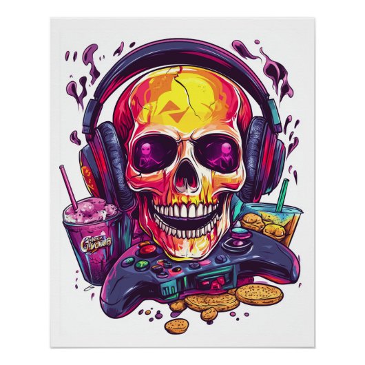 Respawn Ready � Funny Gamer Skull Perfect Poster (Voorkant)